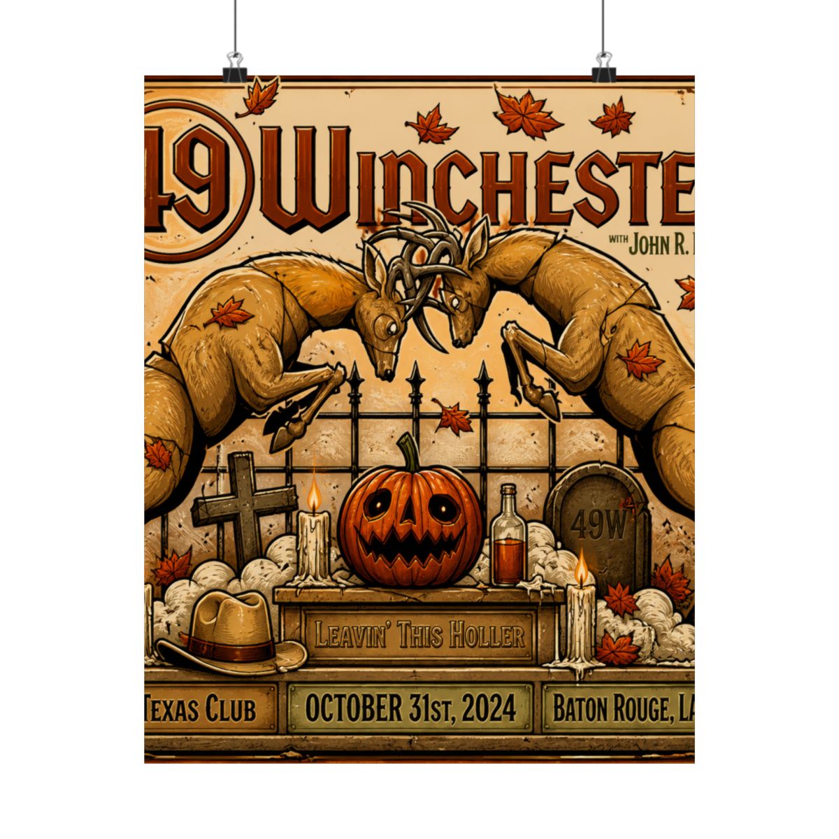 10.31.24 Texas Club Halloween Poster - Signed | 49 Winchester - Official Posters & Wall Art merchandise